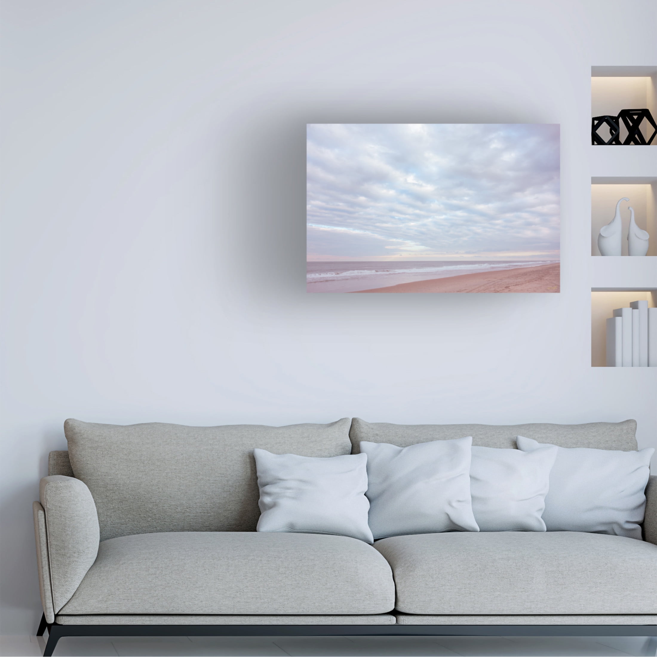 Canvas Wall Art - Life BeautifuLEE 'Rolling of Clouds Beach' Wall Art for Living Room, Bedroom, or Office Décor by Trademark Fine Art - 47 x 30 Inches