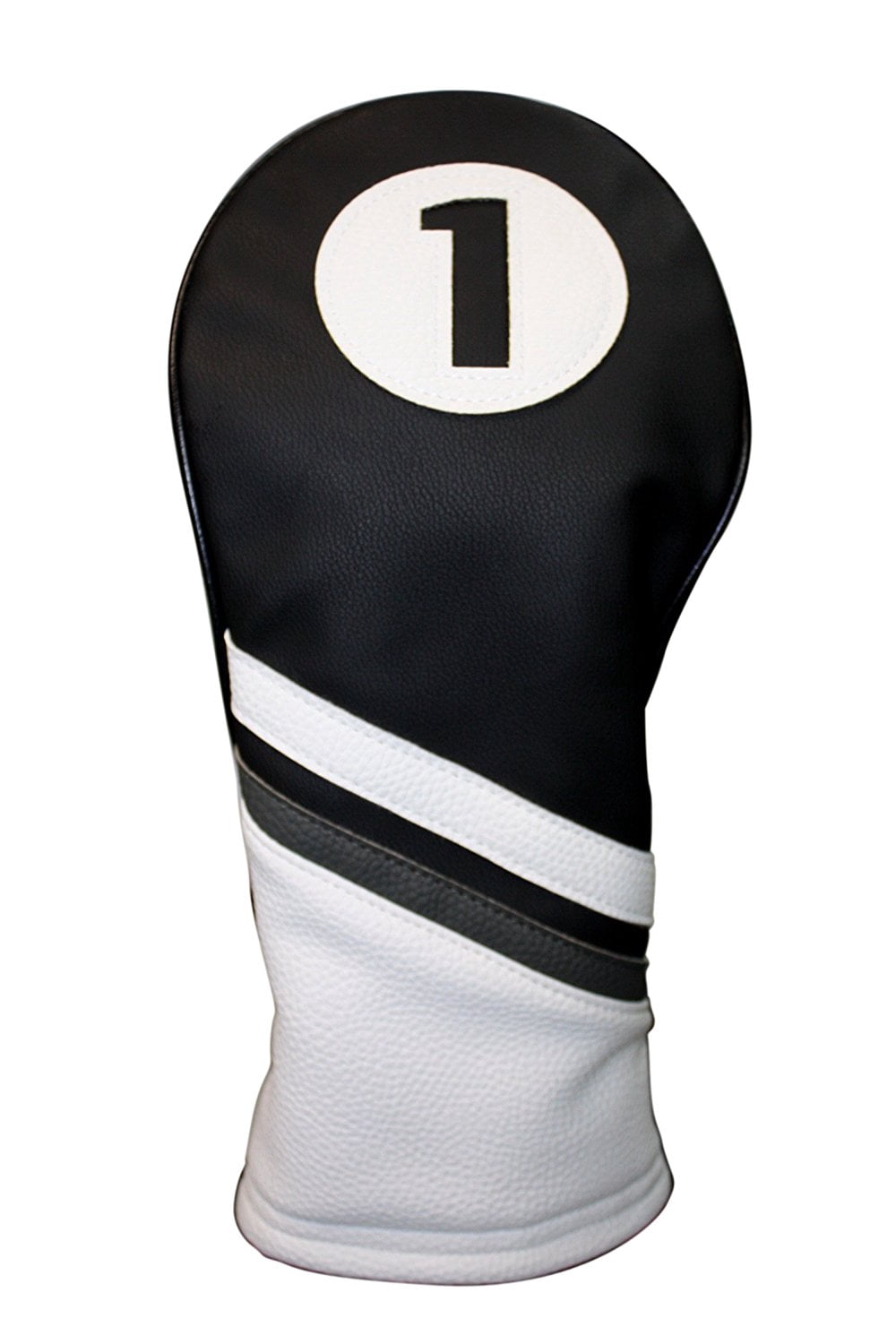 Golf Headcovers Black and White Leather Style 1, 3, 5 Driver and Fairway Head Covers Fits 460cc Drivers