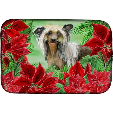 

CK1307DDM Absorbent Dish Drying Mat for Kitchen Counter Chinese Crested Poinsettas Dish Drying Mat 14 x 21 multicolor