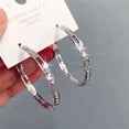thumbnail image 4 of Fdelink Ear Studs 1 Pair Large Hoops Circle Rhinestone Earrings Thin Dangle Elegant Rhinestone Earrings Wedding Women Accessories Jewelry Earrings for Women Silver, 4 of 4