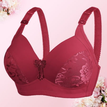YEJIMAN Women Fashion Sexy Lace Bra Comfortable Plus Fashion Size Underwear Women Breathable Bra  Red Womens Underwear Cotton  Nylon Spandex Long Underwear Women