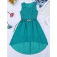 thumbnail image 6 of CHICTRY Girls Lace Chiffon Party Dress Hi-Low Hem Prom Gown with Belt Green 16, 6 of 7
