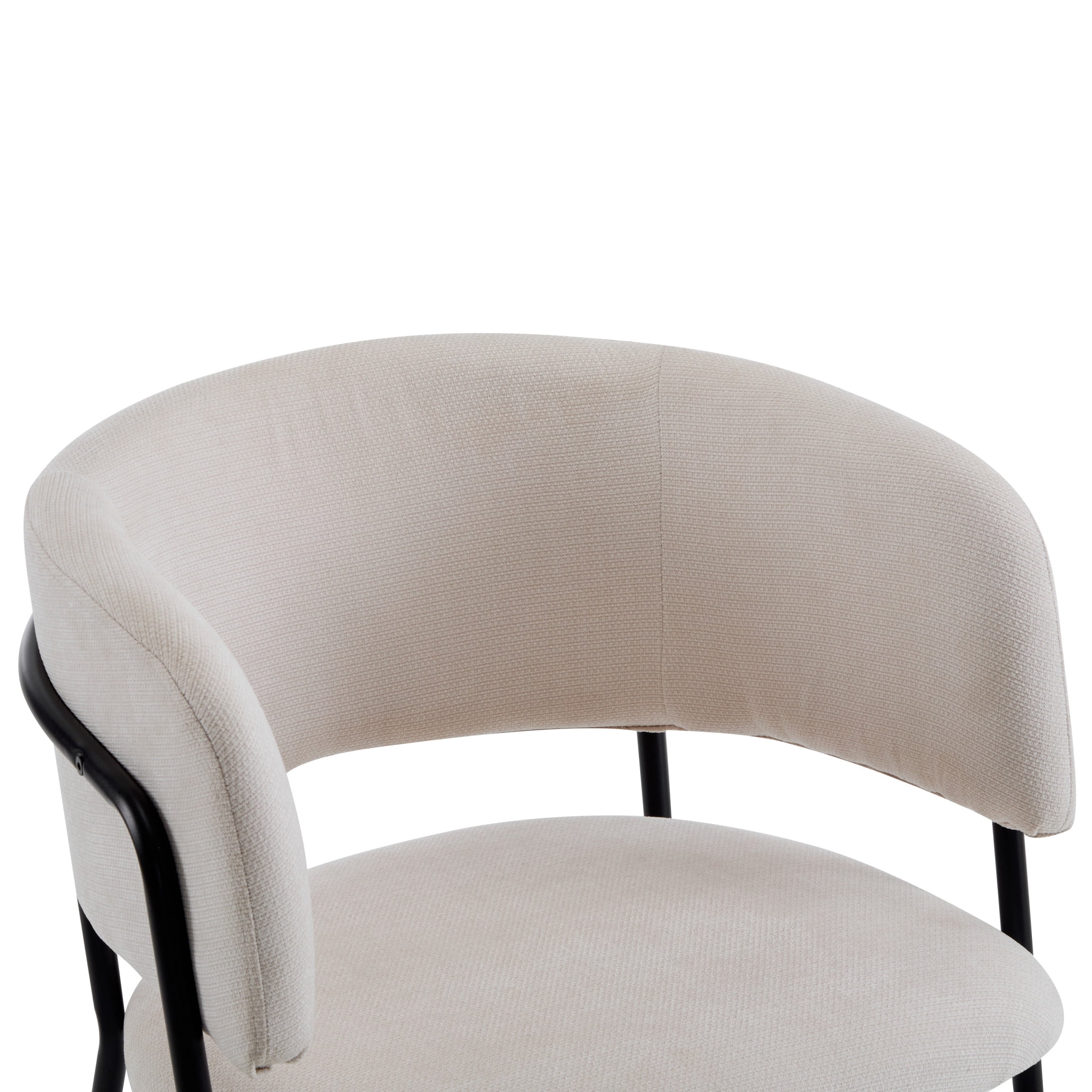 Cecil Modern Upholstered Dining Chairs, Armchairs with Metal Legs, Beige, Set of 2