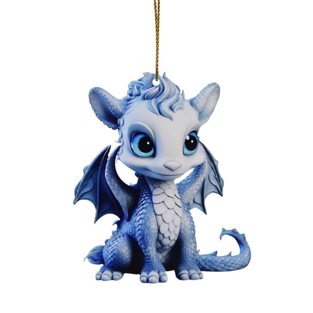 Colgante para bebé en color porcelana azul y blanco con forma de árbol de Navidad, colgante para coche con dibujos animados, colgante plano en acrílico 2D con forma de árbol de Navidad
