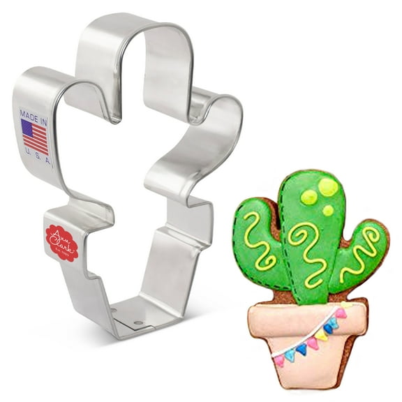 Ann Clark Potted Cactus Cookie Cutter 4", Made in USA