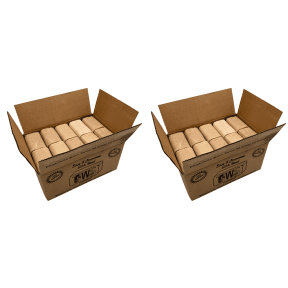 Natural Hardwood Fire Logs TWS-2x10 Compressed Sawdust Blocks, Long Burn High Heat Low Ash for Fireplace, Wood Stove, Fire Pit