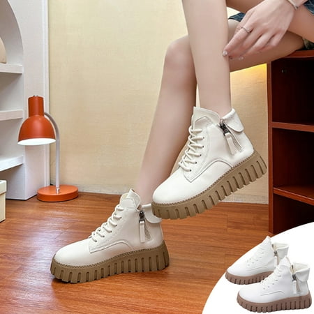 

Augper Fall And Winter Casual European And American Mid-Calf Solid Color Large Size Korean Style Women s Shoes Short-Calf Women s Boots