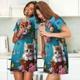 thumbnail image 4 of Gukieu Whimsical Cats and Flowers Scene Print Women's Nightgown, A-line Round Neck Short-sleeved Nightgown Pajamas Home Wear Suitable for Home and Outing, 4 of 6