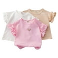 thumbnail image 3 of Hiijoy Girls Cotton Ruffle Short Sleeve T-Shirt Casual Soft Crew Neck T Shirt, 3 of 4