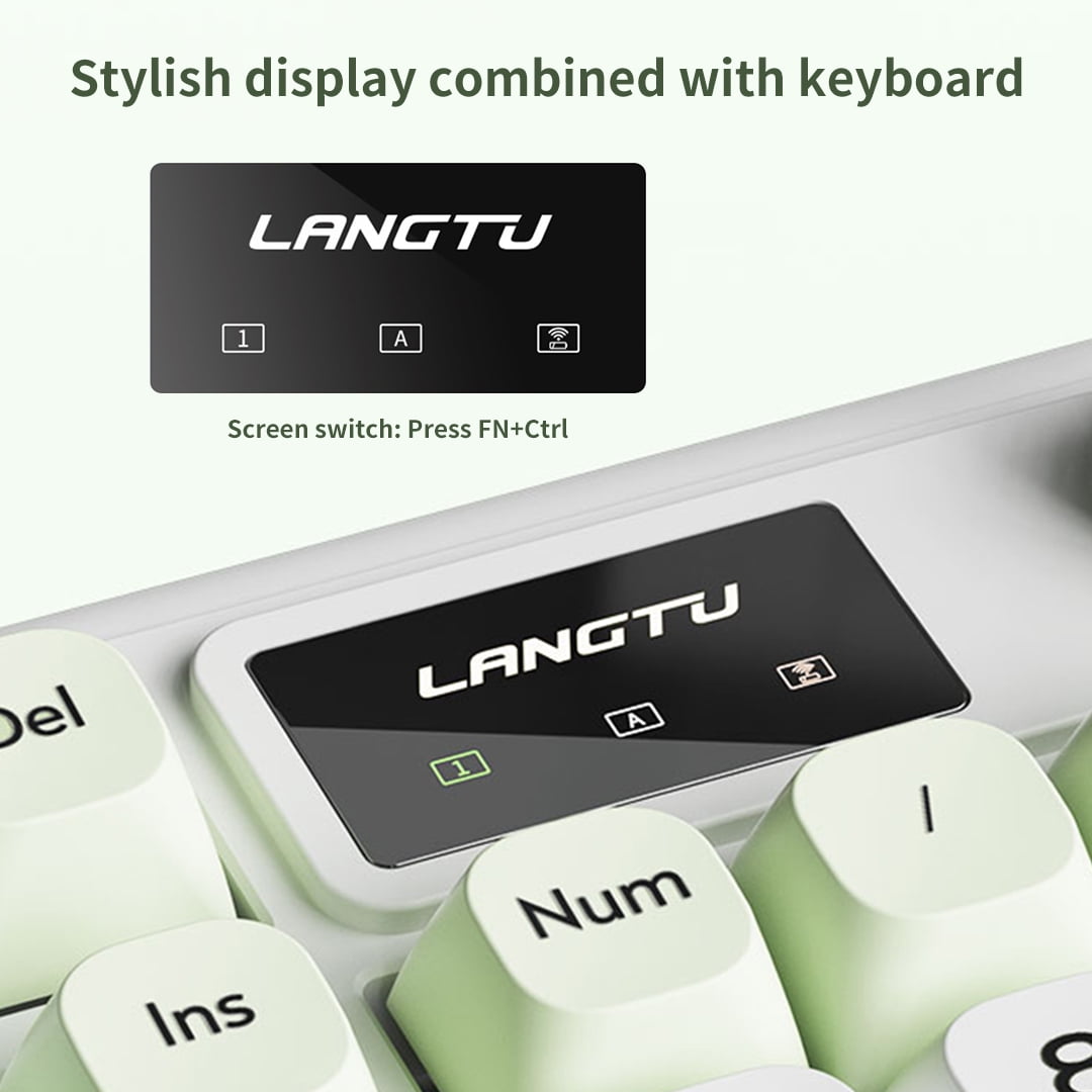 ITIGOITIE Tri - mode Bluetooth Wireless RGB Illuminated Membrane Keyboard,Silent, Esports/Gaming/Office, Snow Green Color
