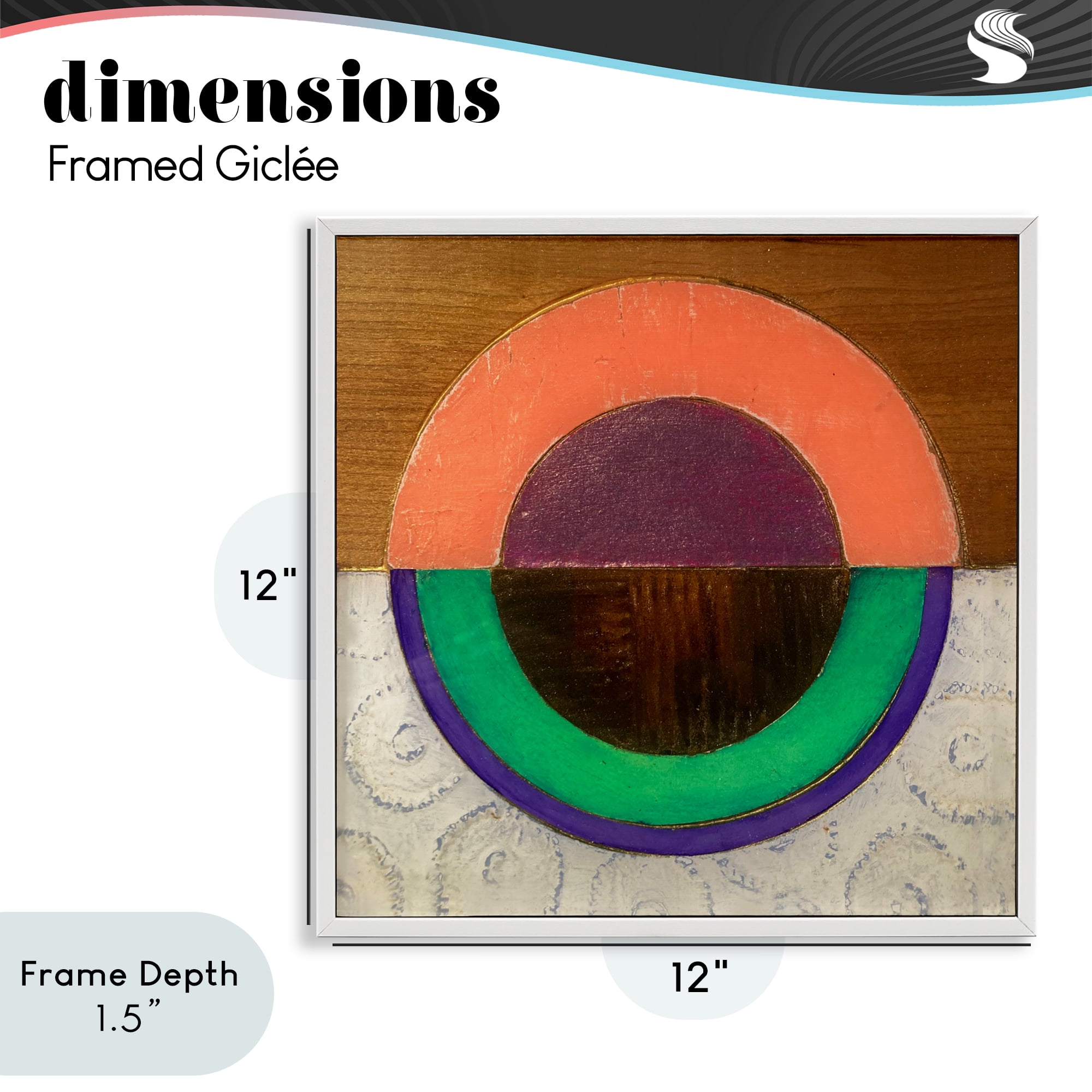 Stupell Industries Horizontal Split Circle White Framed Giclee Art, design by Matthew Finger