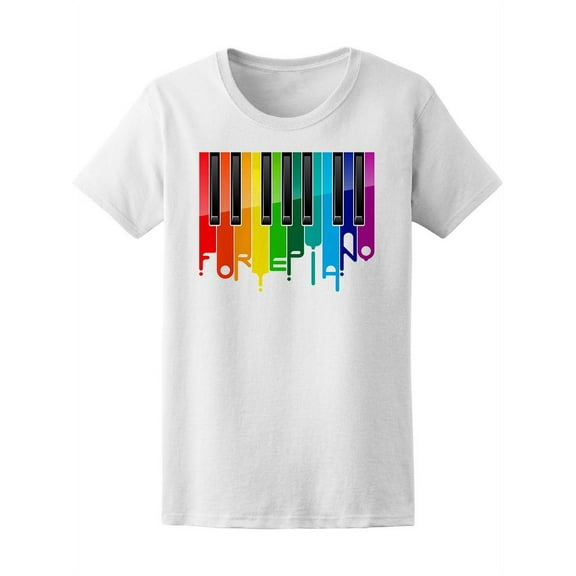 Rainbow Paint Forte Piano T-Shirt Women -Image by Shutterstock, Female Large