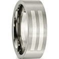 thumbnail image 5 of Titanium/Silver Two-Tone Titanium Brushed With Sterling Silver Inlay 8mm Flat Band (Size 7.5) Made In China tb370-7.5, 5 of 5