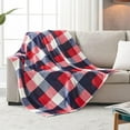 thumbnail image 2 of Buffalo Plaid Flannel Fleece Throw Blanket 60 x 80 Inches, Soft Lightweight Cozy All Season Red/Blue Checkered Blanket for Bed, Couch, Car, 2 of 6