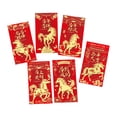thumbnail image 2 of Sobres rojos del Año Nuevo Lunar Pack de 6 | Diseño de caballo auspicioso, clásico rojo y dorado, papel de arte grueso y resistente a desgarros, de gran tamaño, sin diseño, ideal para regalos en, 2 of 8
