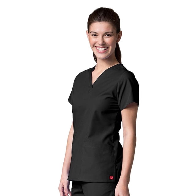 Red Panda Maevn Womens V-Neck Two Pocket Top Black