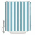 thumbnail image 2 of Aqua Striped Waterproof Fabric Shower Curtain, Modern Farmhouse Blue White Stripes Shower Curtain for Bathroom Curtains Bathtubs Hotel Washable Shower Curtains with 12 Hooks Small 36x78in, 2 of 6