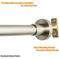 thumbnail image 4 of Heavy Duty Shower Rod, Adjustable Shower Curtain Rod, Expandable 47-84 Inch, Permanent Mount Shower Rod, Never Rust Stainless Steel For Window Curtain and Closet, Brushed Nickel, 4 of 7