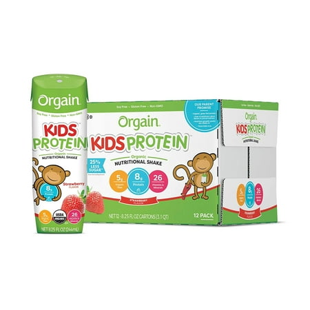 Orgain Kids Protein Organic Nutritional Oral Supplement Strawberry 8.25 oz Carton 12 Ct