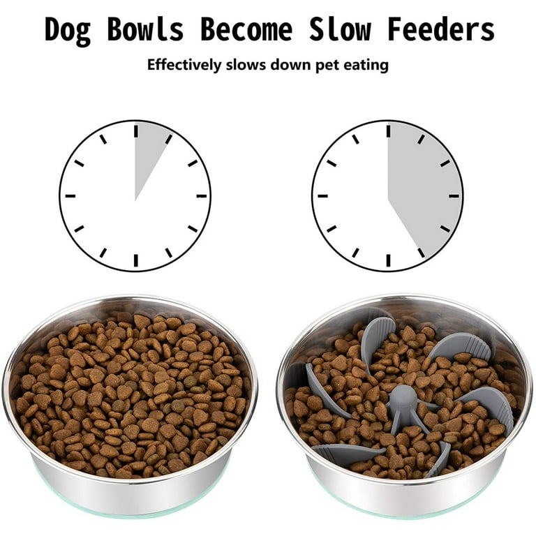 Slow Feeder Dog Bowls Insert, Cuttable Dog Slow Feeder with Suctions, Slow  Eating Feeder Insert for Large Small Breed, Medium Size Dogs, Anti-gulping