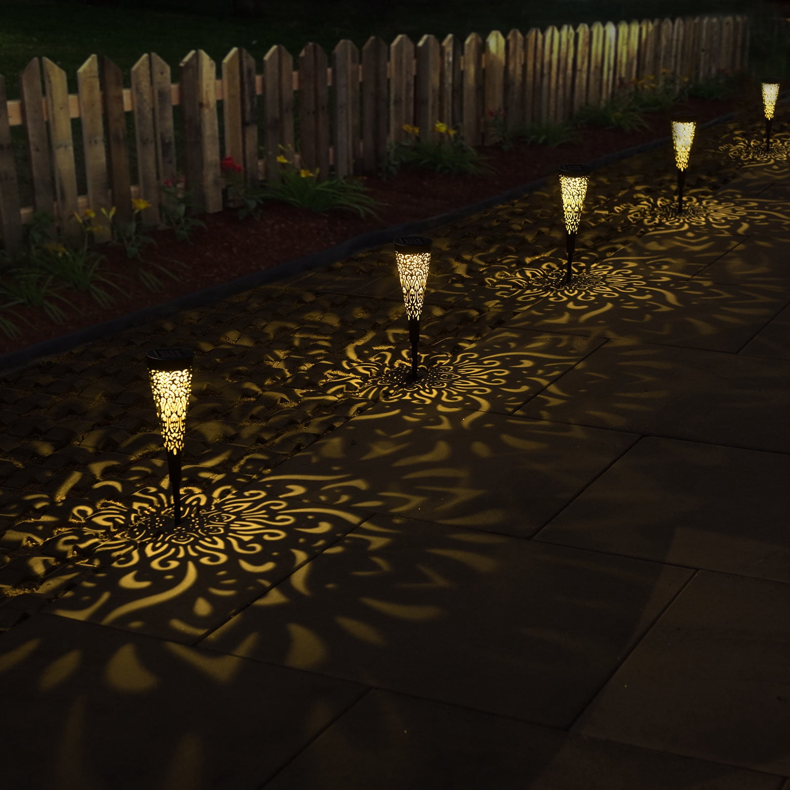 6 Pack Solar Lights Outdoor Garden Decorative Solar Garden Lights Waterproof Solar for Path Patio Backyard Walkway Yard Lawn Decor