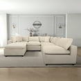 thumbnail image 4 of Fremont Mid Century Modern Modular Ivory Velvet Comfy Sectional Couch, 4 of 7