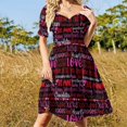 thumbnail image 3 of Love Hearts Dress Pink Red Black Elegant Dresses Female Short Sleeve Street Wear Casual Dress V Neck Oversize Clothing, 3 of 6