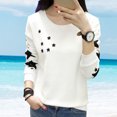 thumbnail image 3 of Sudadera con capucha holgada de algodón de manga larga para mujer, informal, talla M (blanca), 3 of 5