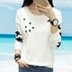 thumbnail image 3 of Sudadera con capucha holgada de algodón de manga larga para mujer, informal, talla M (blanca), 3 of 5