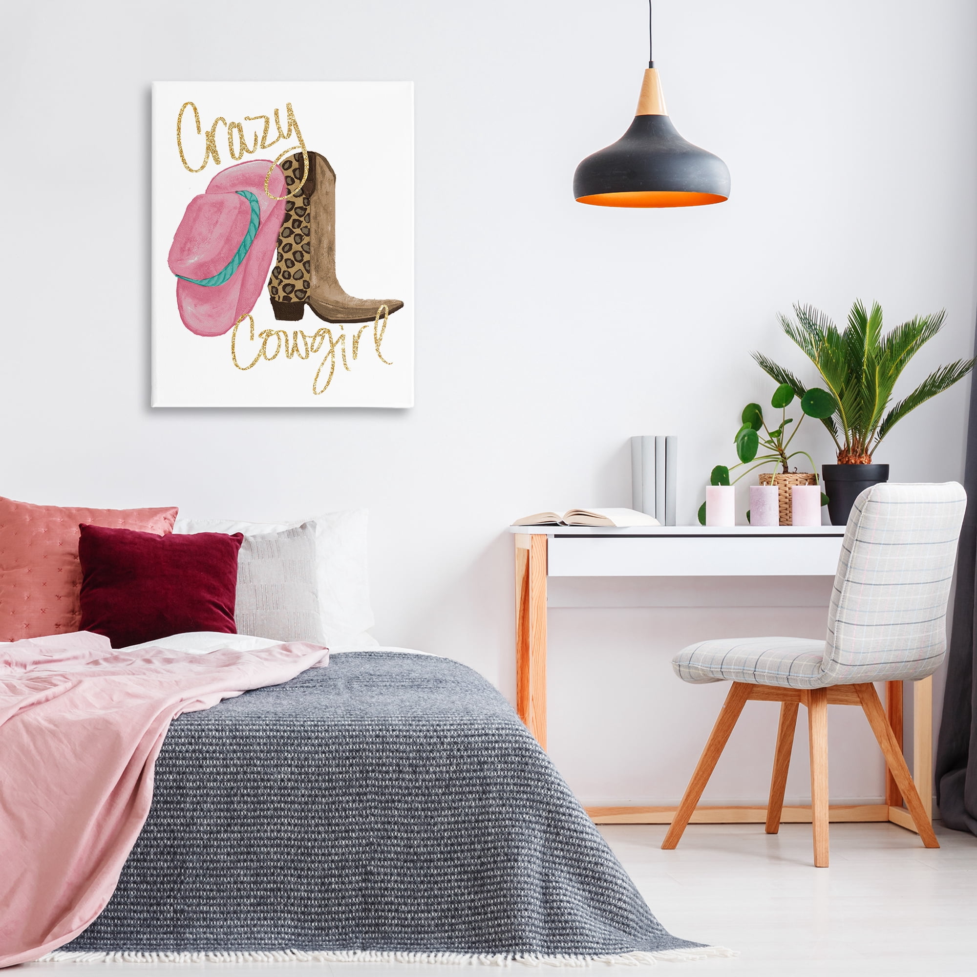 Stupell Industries Glam Crazy Cowgirl Typography Painting Gallery Wrapped Canvas Art Print Wall Art, 30 x 40