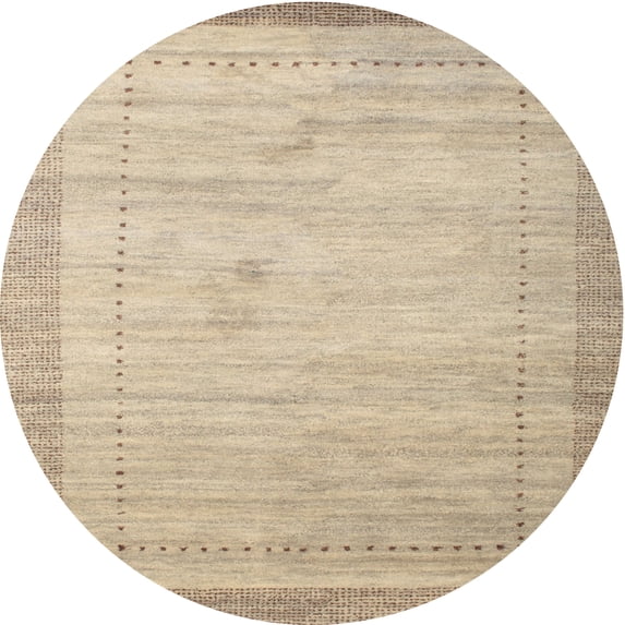 Ahgly Company Indoor Round Contemporary Brown Abstract Area Rugs, 6' Round