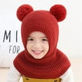 thumbnail image 3 of Knitted Cap Wind-proof No Deformation Comfortable Toddler Fleece Pompom Hat Scarf for Winter, 3 of 10