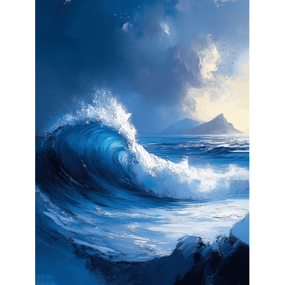 Ocean Wave Canvas Painting，Suitable for Living Room， Bedroom， Bathroom， Office， and Hotel Decoration.