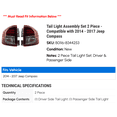 thumbnail image 2 of Tail Light Assembly Set 2 Piece - Compatible with 2014 - 2017 Jeep Compass 2015 2016, 2 of 2