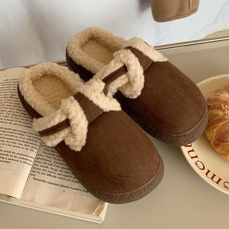 

new fashion retro style fleece-lined Boken shoes autumn and winter warm indoor comfortable soft bottom confinement shoes cotton-padded shoes for women