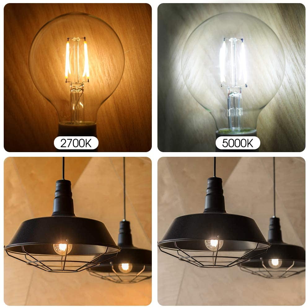 ENERGETIC Dimmable LED Globe Light Bulb, 5000K Daylight, 60 Watts Equivalent, Vanity Round Decorative Bulb, E26 Base,Perfect For Vanity Makeup Mirror,droplight,Floor lamp, UL Listed, 6 Pack