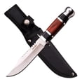 thumbnail image 2 of SURVIVOR - Fixed Blade Knife - Satin Finish Clip Point Blade w/Sawback, Black and Brown Wood Handle, Includes Nylon Sheath - HK-781S- Hunting, Camping, Survival - Prep. Survive. Thrive., 2 of 2