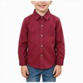 thumbnail image 3 of yboeqw Boys' Long Sleeve Dress Shirt Solid Button Down Uniform Woven T-Shirts for Boy Classic Fit Outwear Clothes(1314 Years,Red), 3 of 5