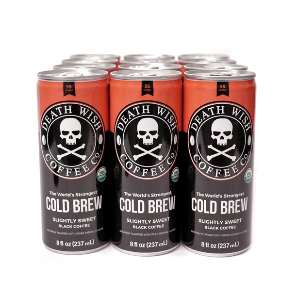 Death Wish Coffee Slightly Sweetened Black Cold Brew 12PACK