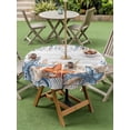 thumbnail image 4 of Outdoor Tablecloths with Umbrella Hole & Zipper, Blue Coastal Round Tablecloths 60 Inch, Summer Beach Starfish Weeping Eucalyptus Wooden Waterproof Table Cloth, Patio/Pool/Picnic Table Covers, 4 of 8