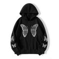 thumbnail image 4 of WTOBBY Women's Casual Loose Winter Butterfly Zipper Hooded Long Sleeve Pocket Jacket, Comfortable and Fashionable Outerwear with Unique Zipper Design,Black L, 4 of 5