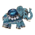 thumbnail image 2 of Rhinestone Brooches Lapel Pin Alloy Decoration Fashion Jewelry Badge Elephant Brooch Pin Animal Pin for Wedding Dress Bridal Anniversary Hat Blue, 2 of 8