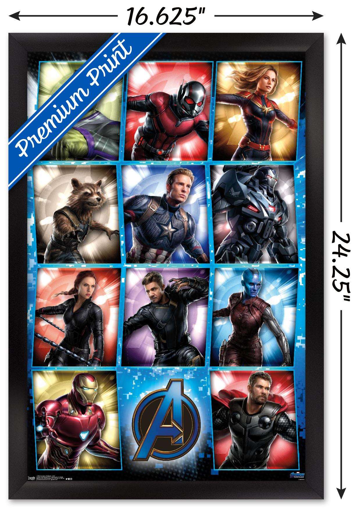 Marvel Cinematic Universe - Avengers - Endgame - Grid Wall Poster, 14.725" x 22.375", Framed