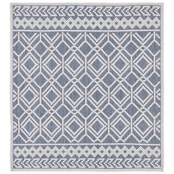 SAFAVIEH Martha Stewart Geometric Indoor/Outdoor Area Rug, Grey/Ivory, 6'7" x 6'7" Square