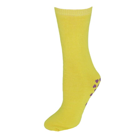 tru fit Girl's Non Skid Soles Slipper Socks (3 Pair Pack), Yellow ...