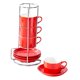 thumbnail image 1 of 4 tazas de café de cerámica con platillo, adorno novedoso, únicas, apilables con estante Rojo, 1 of 9