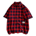 thumbnail image 2 of WREESH Men's Casual Button Down Shirts with Checkered Print Fashion Short Sleeve Plaid Top for Personalized Style Red, 2 of 4