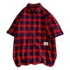 thumbnail image 1 of Camisa de Manga Corta de los Hombres con Estampado a Cuadros, Camisas de Manga Corta Casuales Y de Personalidad, 1 of 2