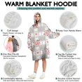 thumbnail image 5 of Wearable Oversized Blanket,Pioneer Flower Floral Print Pattern Wearable Blanket Hoodie for Adults,Cozy Hooded Blankets with Super Pockets,Super Warm Fuzzy Pullover for Women & Men, 5 of 6