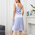 thumbnail image 5 of Women's Satin Dress Sexy Sleeveless Bodycon Midi Dress Solid V Neck Slip Party Dress for Cocktail Beach Evening, 5 of 7